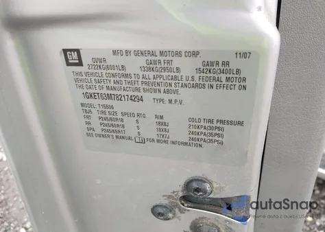 2008 GMC Envoy Denali z USA, uszkodzony, nr VIN 1GKET63M782174294